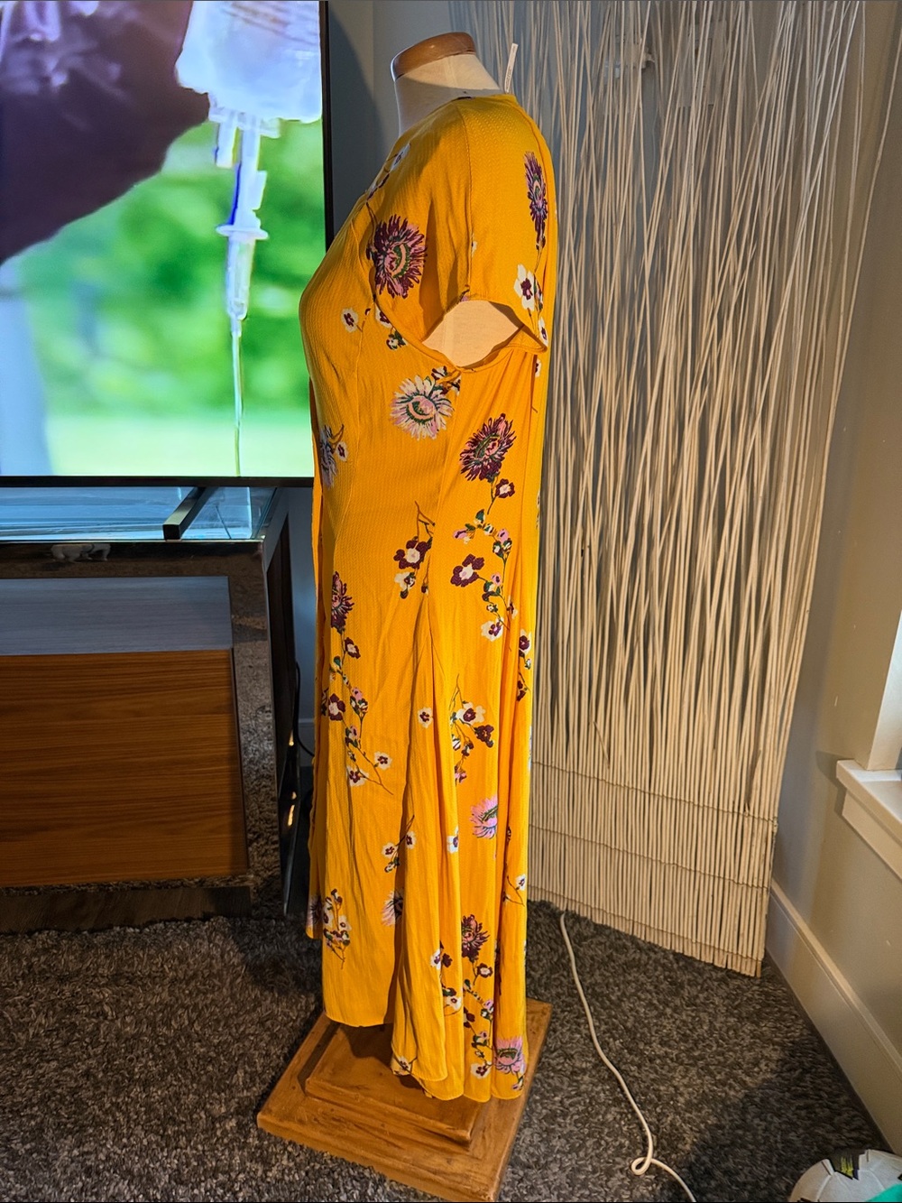 Free People Lost In You Floral Button-Front Midi Dress in Mustard - Picture 9 of 10